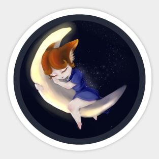 fox cub on the moon Sticker